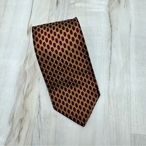 Tiffany & Co. Men's Necktie wine red with bronze gold details 100% Silk